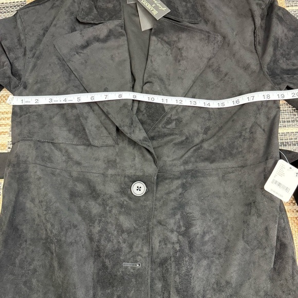 Free People x Blank NYC Vegan Suede Trench Coat Button Front Black Size Small - Picture 13 of 16